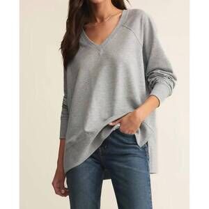 NEW Z SUPPLY weekender v neck top in classic heather grey